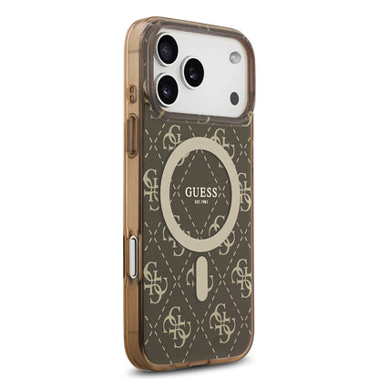 Apple iPhone 17 Pro Kılıf Guess Orjinal Lisanslı M-safe Şarj Özellikli IML Baskılı Klasik Logolu 4G Desenli Kapak