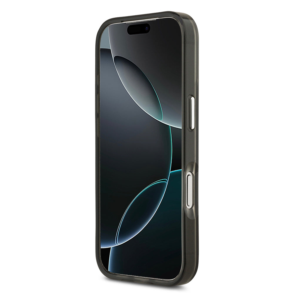 Apple iPhone 17 Pro Kılıf Guess Orjinal Lisanslı M-safe Şarj Özellikli IML Baskılı Üçgen Logolu Metal Kamera Çerçeveli Kapak