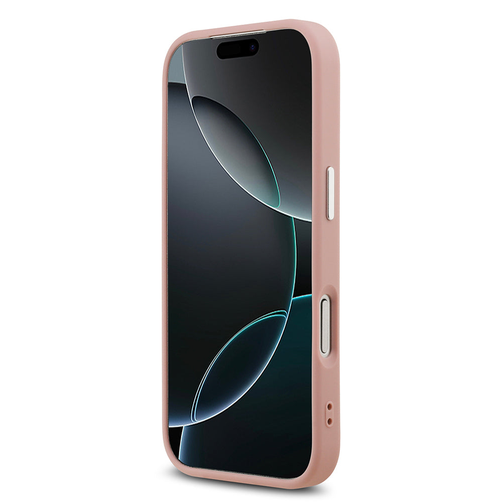 Apple iPhone 17 Pro Kılıf Guess Orjinal Lisanslı M-safe Şarj Özellikli Metal Kamera Çerçeveli Üçgen Logolu Glitter Kapak