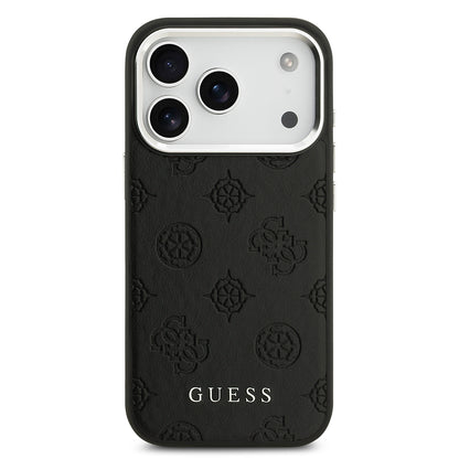 Apple iPhone 17 Pro Kılıf Guess Orjinal Lisanslı M-safe Şarj Özellikli Sıcak Baskılı Klasik Yazı Logolu PU Deri Peony Kapak
