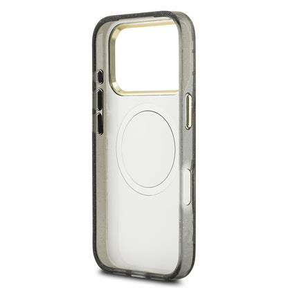 Apple iPhone 17 Pro Kılıf Guess Orjinal Lisanslı M-safe Şarj Özellikli Simli Çiçek Desenli Metal Kamera Çerçeveli Üçgen Logolu Kapak