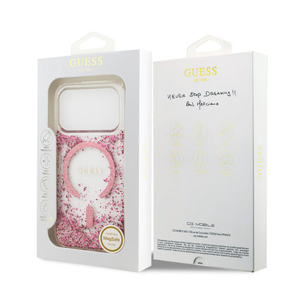 Apple iPhone 17 Pro Kılıf Guess Orjinal Lisanslı M-safe Şarj Özellikli Transparan Resin Bottom Kapak