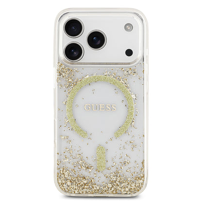 Apple iPhone 17 Pro Kılıf Guess Orjinal Lisanslı M-safe Şarj Özellikli Transparan Resin Bottom Kapak