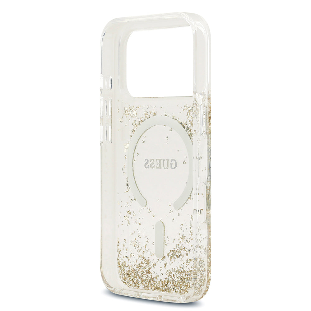 Apple iPhone 17 Pro Kılıf Guess Orjinal Lisanslı M-safe Şarj Özellikli Transparan Resin Bottom Kapak