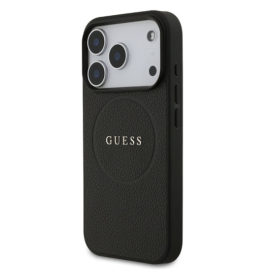 Apple iPhone 17 Pro Kılıf Guess Orjinal Lisanslı M-safe Şarj Özellikli Yazı Logolu PU Deri Kapak