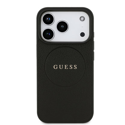 Apple iPhone 17 Pro Kılıf Guess Orjinal Lisanslı M-safe Şarj Özellikli Yazı Logolu PU Deri Kapak