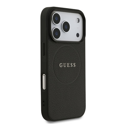Apple iPhone 17 Pro Kılıf Guess Orjinal Lisanslı M-safe Şarj Özellikli Yazı Logolu PU Deri Kapak