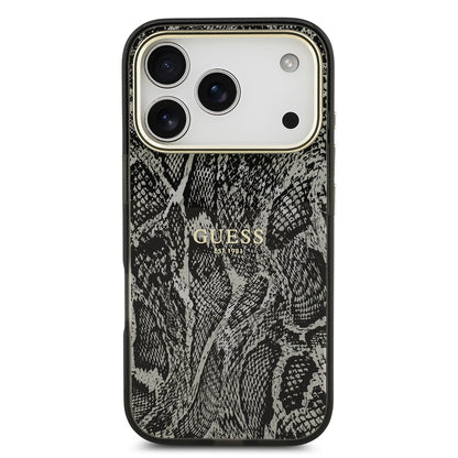 Apple iPhone 17 Pro Kılıf Guess Orjinal Lisanslı M-safe Şarj Özellikli Yazı Logolu Python Desenli Kapak
