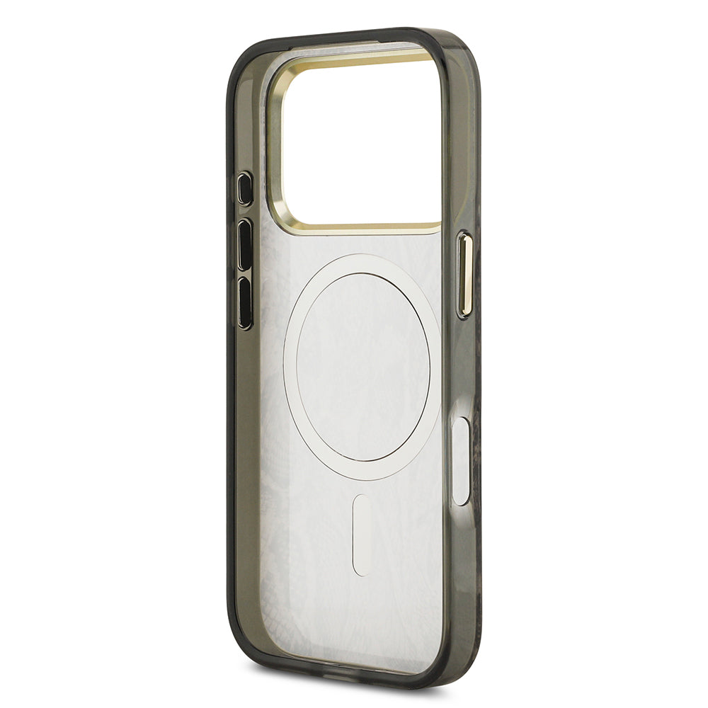 Apple iPhone 17 Pro Kılıf Guess Orjinal Lisanslı M-safe Şarj Özellikli Yazı Logolu Python Desenli Kapak