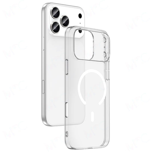 Apple iPhone 17 Pro Kılıf IC Çipli M-Safe Şarj Özellikli Şeffaf Kamera Çerçeveli Zore Toledo Kapak