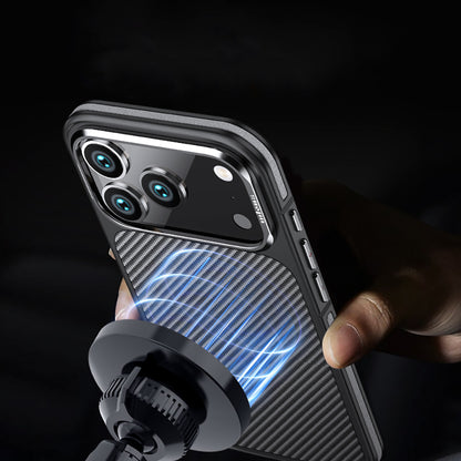 Apple iPhone 17 Pro Kılıf Karbon Fiber Görünümlü Wlons Marin Kapak