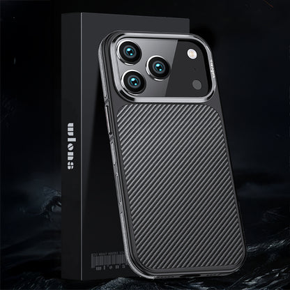 Apple iPhone 17 Pro Kılıf Karbon Fiber Görünümlü Wlons Marin Kapak