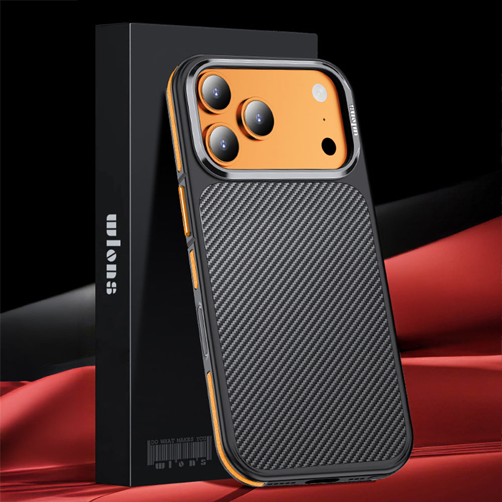 Apple iPhone 17 Pro Kılıf Karbon Fiber Görünümlü Wlons Marin Kapak