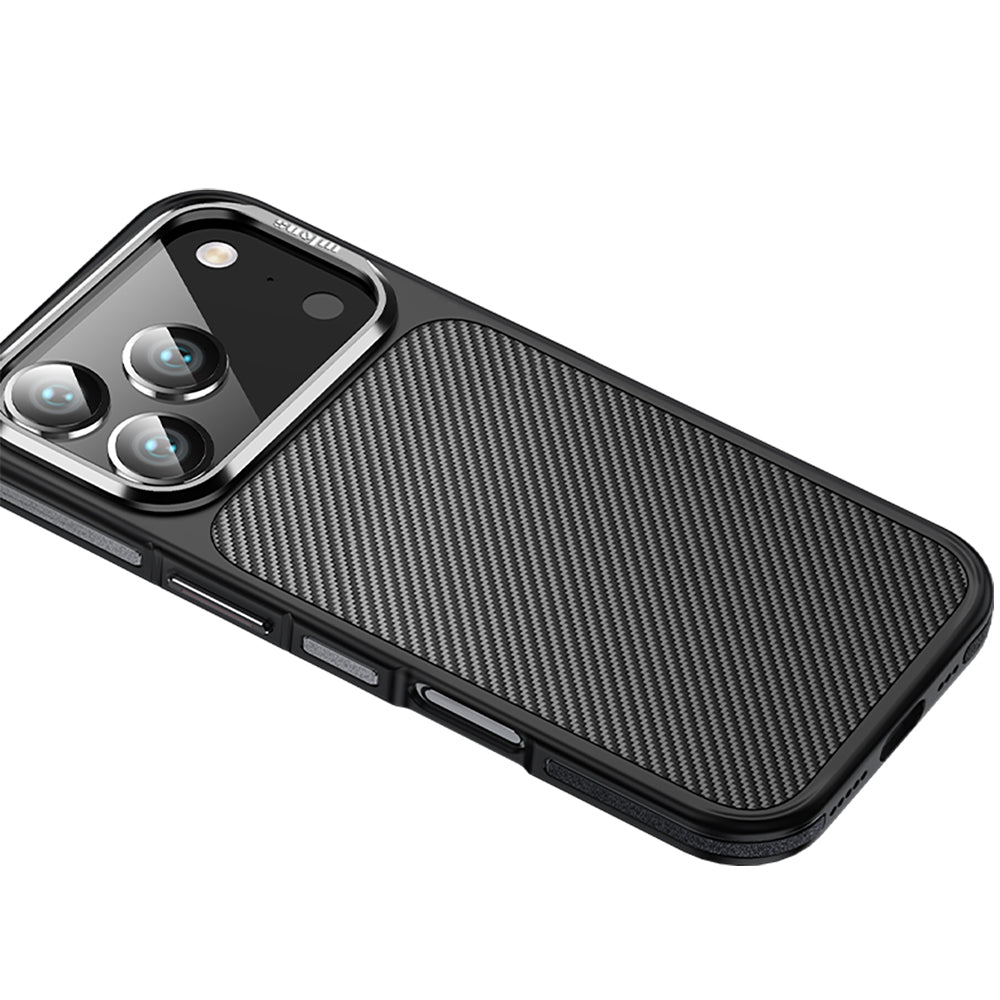 Apple iPhone 17 Pro Kılıf Karbon Fiber Görünümlü Wlons Marin Kapak