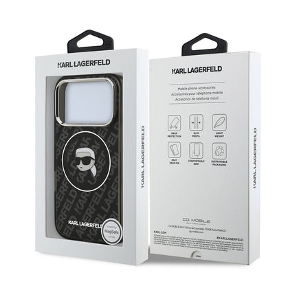 Apple iPhone 17 Pro Kılıf Karl Lagerfeld Orjinal Lisanslı IML Baskılı KL Heads Kapak