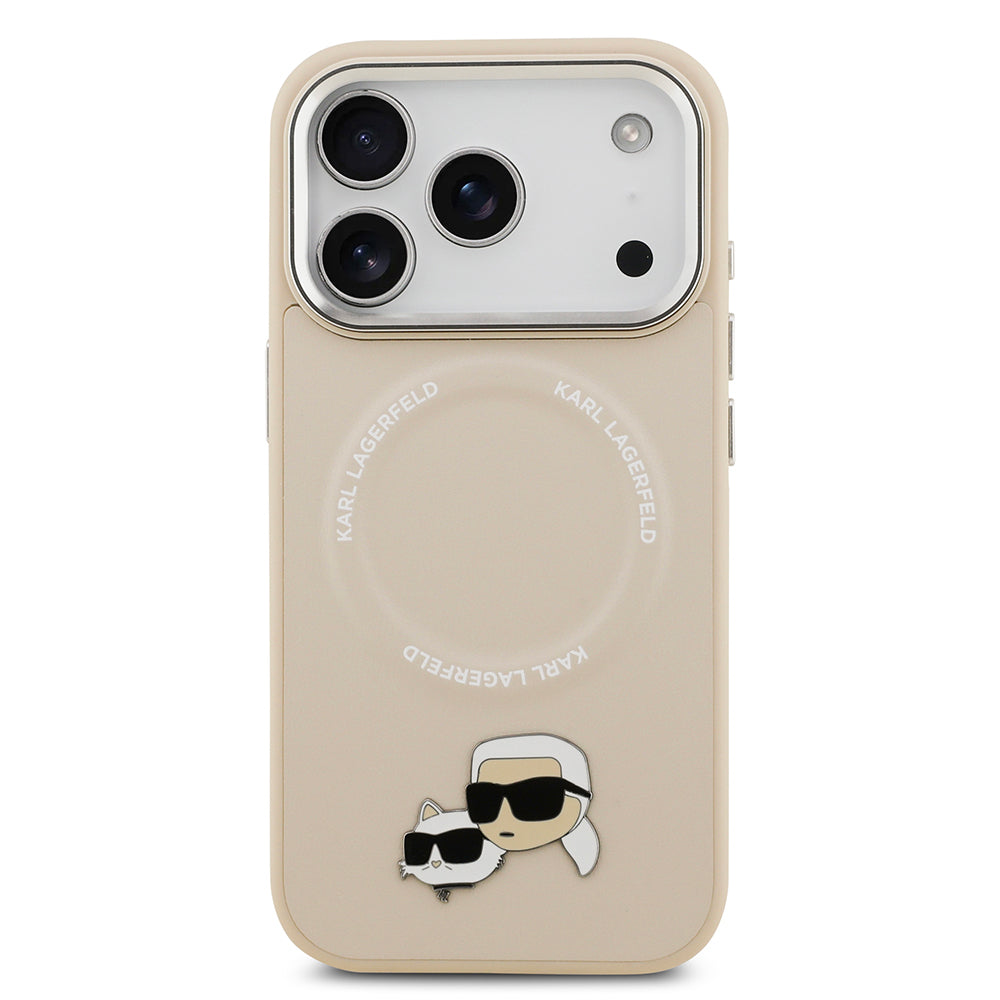 Apple iPhone 17 Pro Kılıf Karl Lagerfeld Orjinal Lisanslı M-safe Şarj Özellikli Metal Kamera ve Buton Tasarımlı K&C PU Deri Kapak