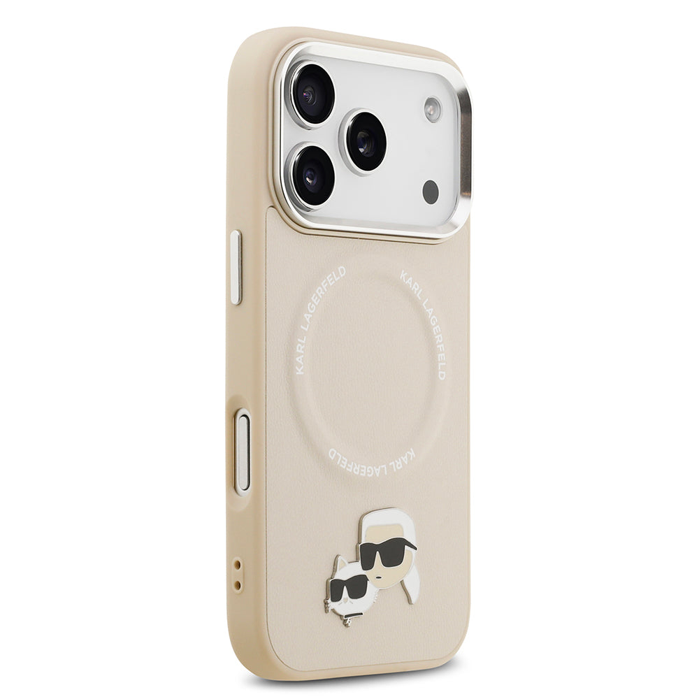 Apple iPhone 17 Pro Kılıf Karl Lagerfeld Orjinal Lisanslı M-safe Şarj Özellikli Metal Kamera ve Buton Tasarımlı K&C PU Deri Kapak