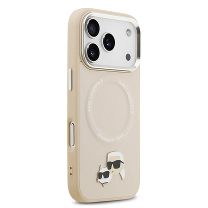 Apple iPhone 17 Pro Kılıf Karl Lagerfeld Orjinal Lisanslı M-safe Şarj Özellikli Metal Kamera ve Buton Tasarımlı K&C PU Deri Kapak