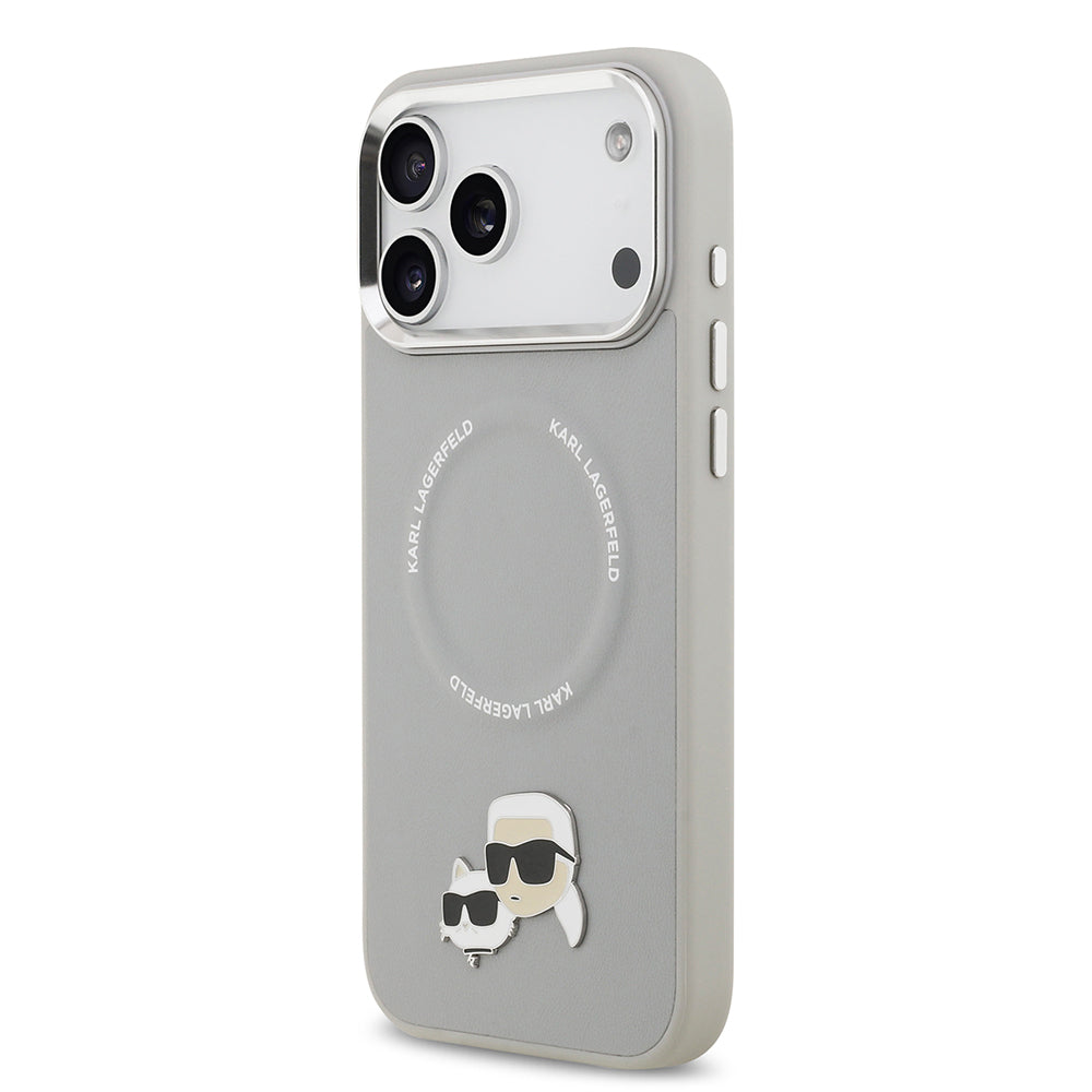 Apple iPhone 17 Pro Kılıf Karl Lagerfeld Orjinal Lisanslı M-safe Şarj Özellikli Metal Kamera ve Buton Tasarımlı K&C PU Deri Kapak