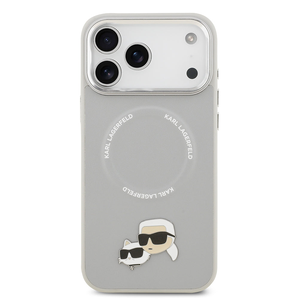 Apple iPhone 17 Pro Kılıf Karl Lagerfeld Orjinal Lisanslı M-safe Şarj Özellikli Metal Kamera ve Buton Tasarımlı K&C PU Deri Kapak