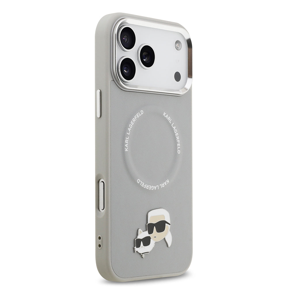 Apple iPhone 17 Pro Kılıf Karl Lagerfeld Orjinal Lisanslı M-safe Şarj Özellikli Metal Kamera ve Buton Tasarımlı K&C PU Deri Kapak