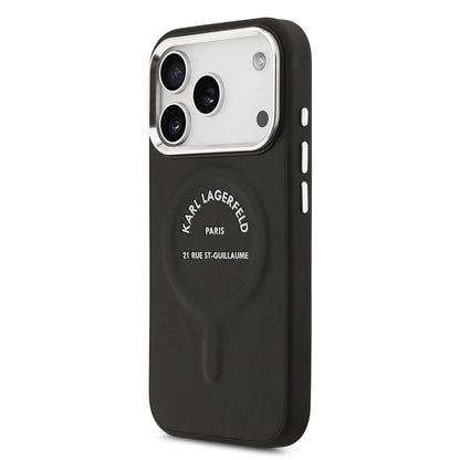 Apple iPhone 17 Pro Kılıf Karl Lagerfeld Orjinal Lisanslı M-safe Şarj Özellikli Metal Kamera ve Buton Tasarımlı Paris RSG PU Deri Kapak