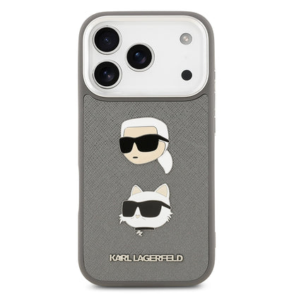 Apple iPhone 17 Pro Kılıf Karl Lagerfeld Orjinal Lisanslı Metal Logolu K&C Heads Pin Kapak