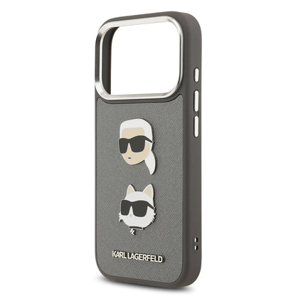 Apple iPhone 17 Pro Kılıf Karl Lagerfeld Orjinal Lisanslı Metal Logolu K&C Heads Pin Kapak