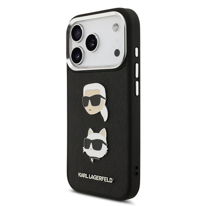 Apple iPhone 17 Pro Kılıf Karl Lagerfeld Orjinal Lisanslı Metal Logolu K&C Heads Pin Kapak