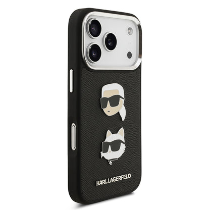 Apple iPhone 17 Pro Kılıf Karl Lagerfeld Orjinal Lisanslı Metal Logolu K&C Heads Pin Kapak