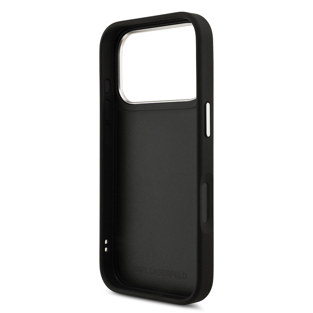 Apple iPhone 17 Pro Kılıf Karl Lagerfeld Orjinal Lisanslı Metal Logolu K&C Heads Pin Kapak