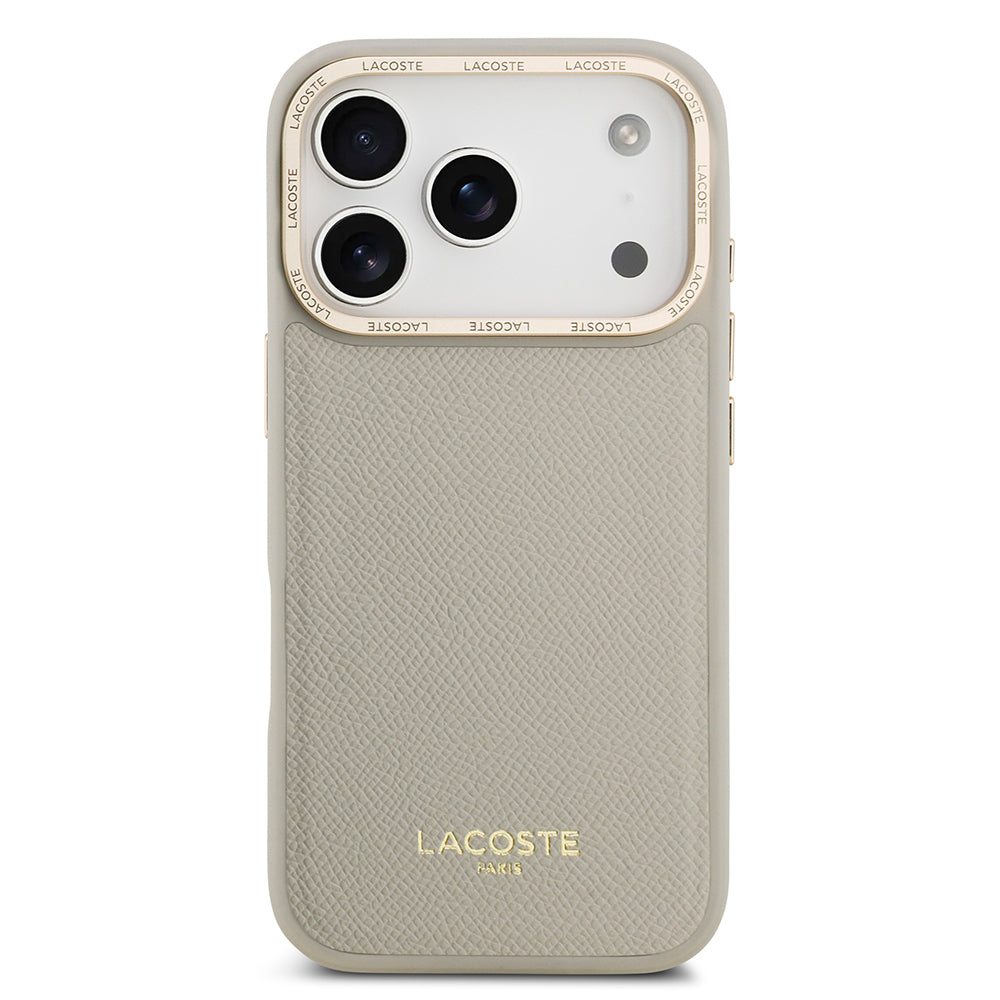 Apple iPhone 17 Pro Kılıf Lacoste Orjinal Lisanslı M-safe Şarj Özellikli Champs Elysees PU Deri Tasarımlı Kapak