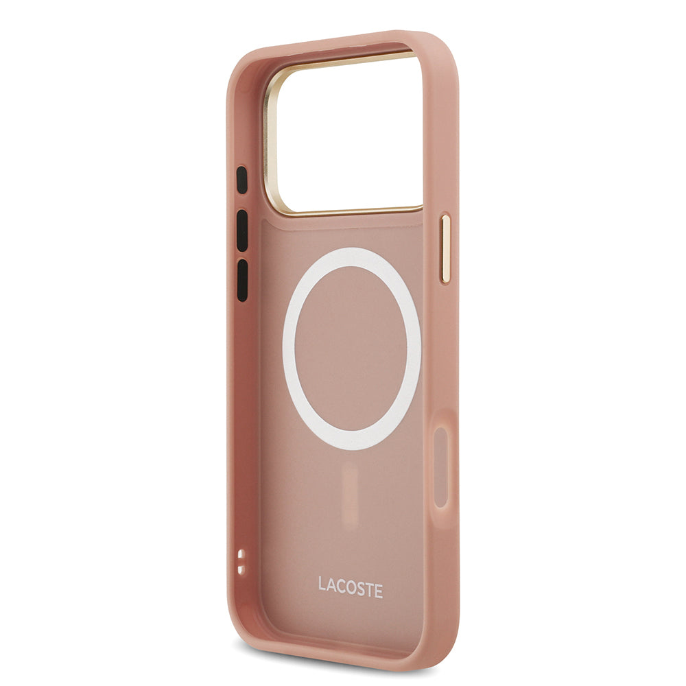 Apple iPhone 17 Pro Kılıf Lacoste Orjinal Lisanslı M-safe Şarj Özellikli Champs Elysees PU Deri Tasarımlı Kapak