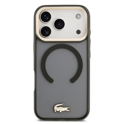 Apple iPhone 17 Pro Kılıf Lacoste Orjinal Lisanslı M-safe Şarj Özellikli Gold Timsah Logolu Buzlu Kapak
