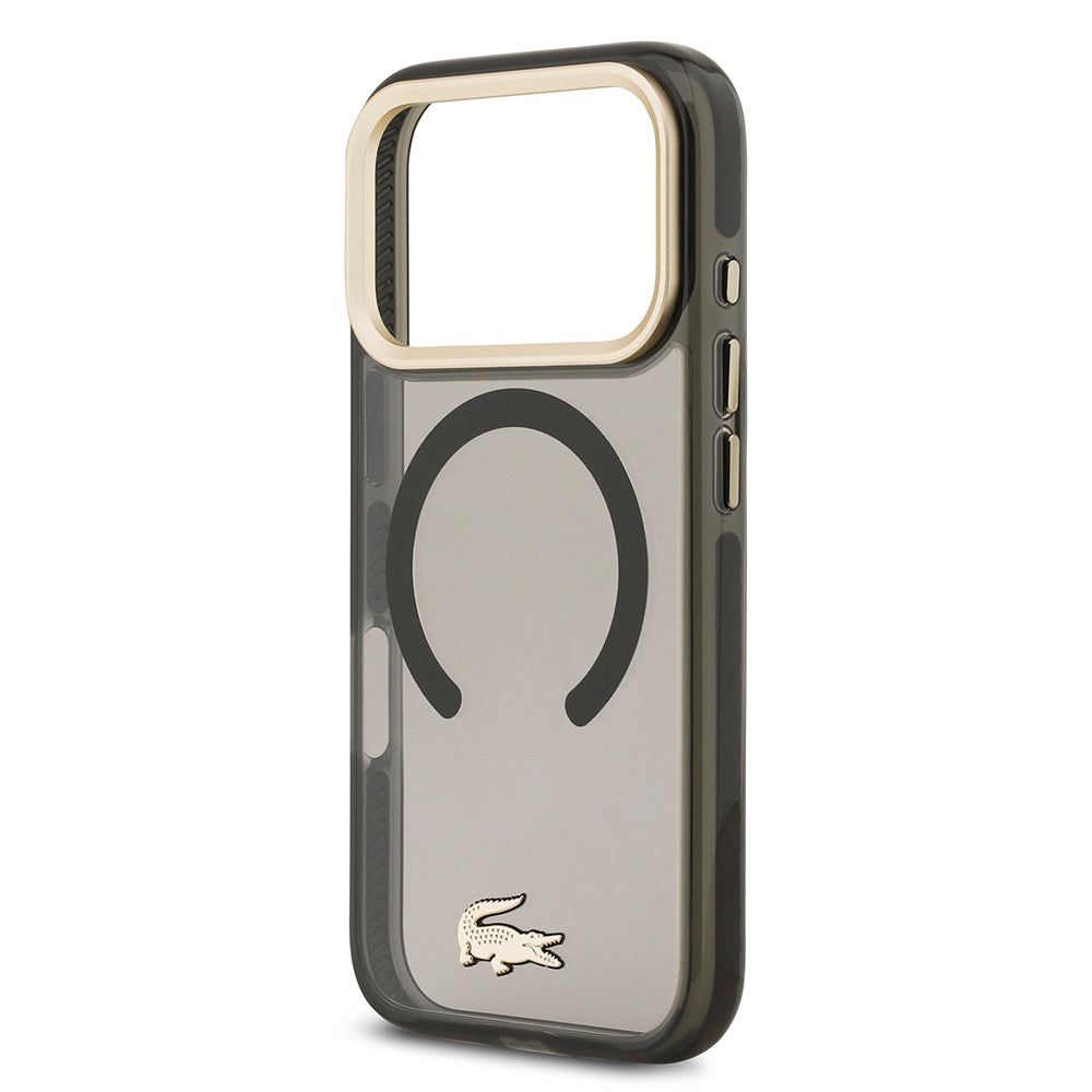 Apple iPhone 17 Pro Kılıf Lacoste Orjinal Lisanslı M-safe Şarj Özellikli Gold Timsah Logolu Buzlu Kapak