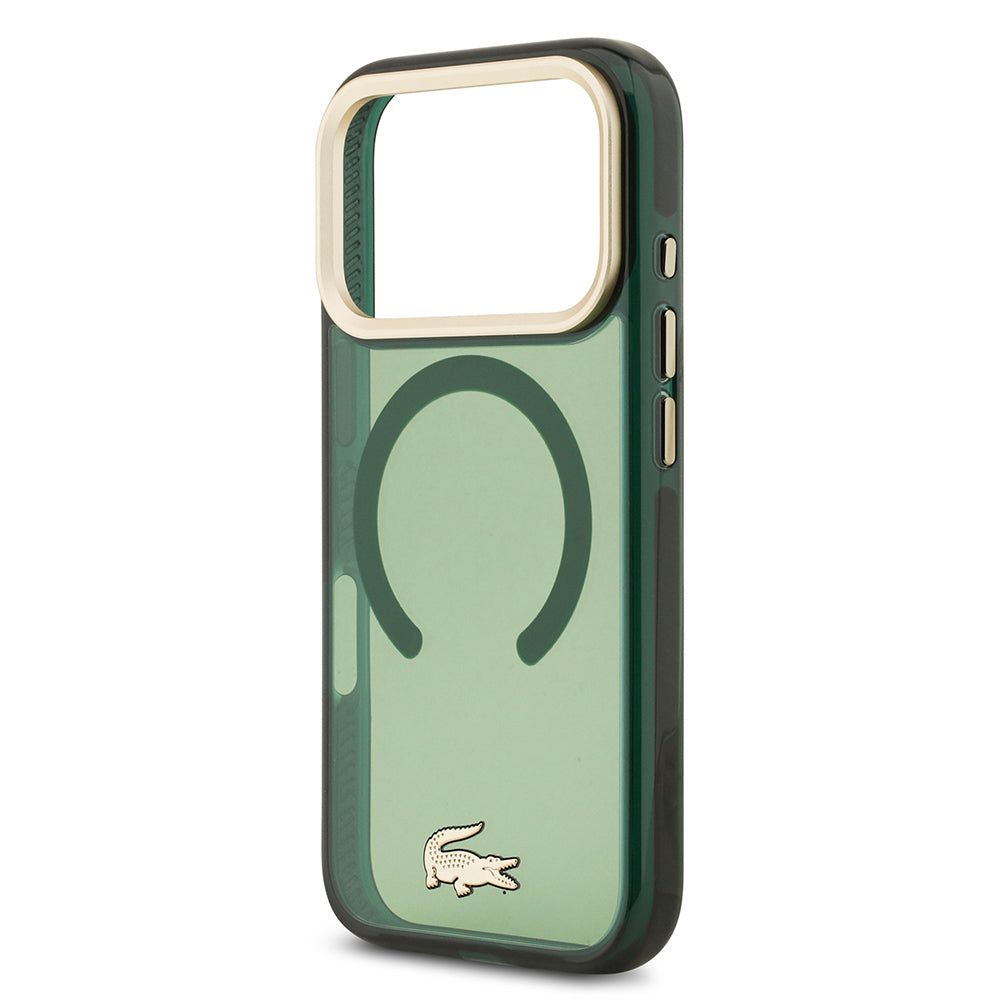Apple iPhone 17 Pro Kılıf Lacoste Orjinal Lisanslı M-safe Şarj Özellikli Gold Timsah Logolu Buzlu Kapak