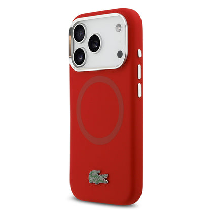 Apple iPhone 17 Pro Kılıf Lacoste Orjinal Lisanslı M-safe Şarj Özellikli İkonik Logolu Metal Kamera Çerçeveli Silikon Kapak