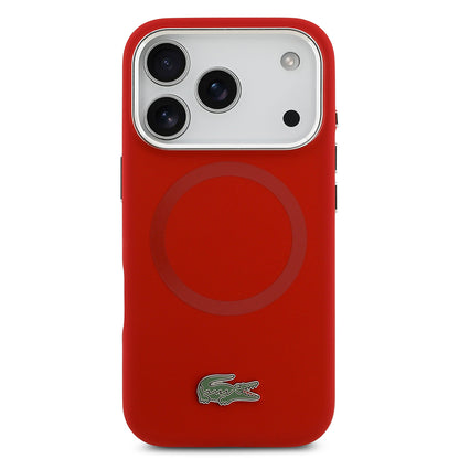 Apple iPhone 17 Pro Kılıf Lacoste Orjinal Lisanslı M-safe Şarj Özellikli İkonik Logolu Metal Kamera Çerçeveli Silikon Kapak