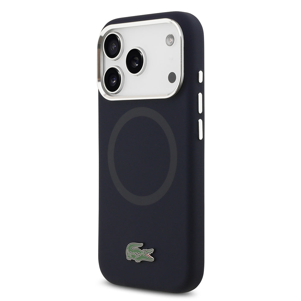 Apple iPhone 17 Pro Kılıf Lacoste Orjinal Lisanslı M-safe Şarj Özellikli İkonik Logolu Metal Kamera Çerçeveli Silikon Kapak
