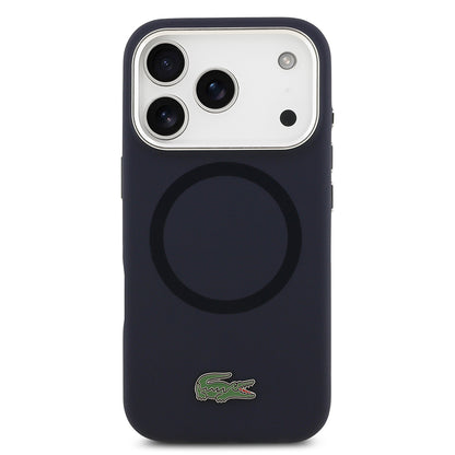 Apple iPhone 17 Pro Kılıf Lacoste Orjinal Lisanslı M-safe Şarj Özellikli İkonik Logolu Metal Kamera Çerçeveli Silikon Kapak