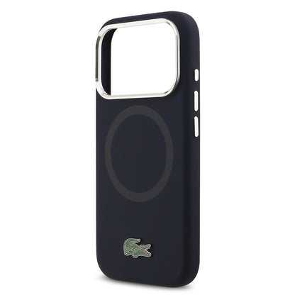 Apple iPhone 17 Pro Kılıf Lacoste Orjinal Lisanslı M-safe Şarj Özellikli İkonik Logolu Metal Kamera Çerçeveli Silikon Kapak