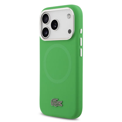 Apple iPhone 17 Pro Kılıf Lacoste Orjinal Lisanslı M-safe Şarj Özellikli İkonik Logolu Metal Kamera Çerçeveli Silikon Kapak