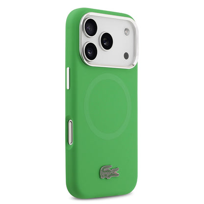 Apple iPhone 17 Pro Kılıf Lacoste Orjinal Lisanslı M-safe Şarj Özellikli İkonik Logolu Metal Kamera Çerçeveli Silikon Kapak