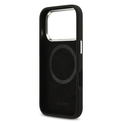 Apple iPhone 17 Pro Kılıf Lacoste Orjinal Lisanslı M-safe Şarj Özellikli İkonik Logolu Metal Kamera Çerçeveli Silikon Kapak