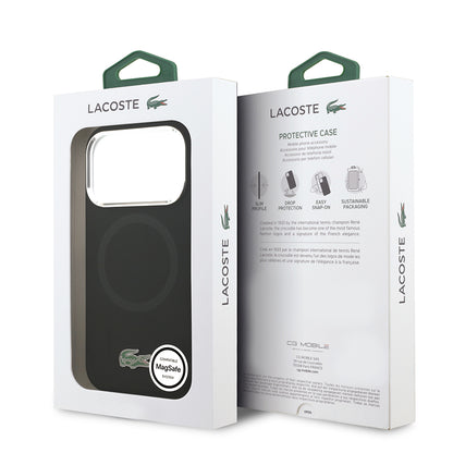 Apple iPhone 17 Pro Kılıf Lacoste Orjinal Lisanslı M-safe Şarj Özellikli İkonik Logolu Metal Kamera Çerçeveli Silikon Kapak