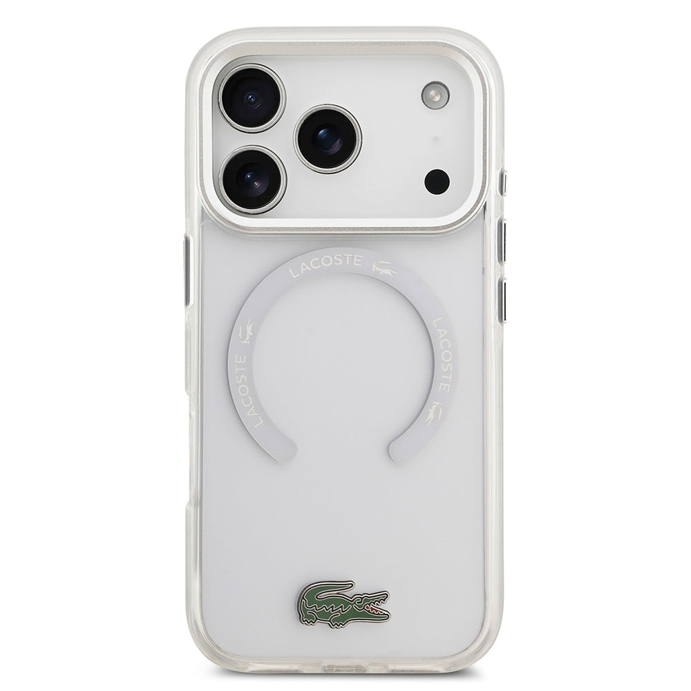 Apple iPhone 17 Pro Kılıf Lacoste Orjinal Lisanslı M-safe Şarj Özellikli İkonik Timsah Logolu Buzlu Kapak