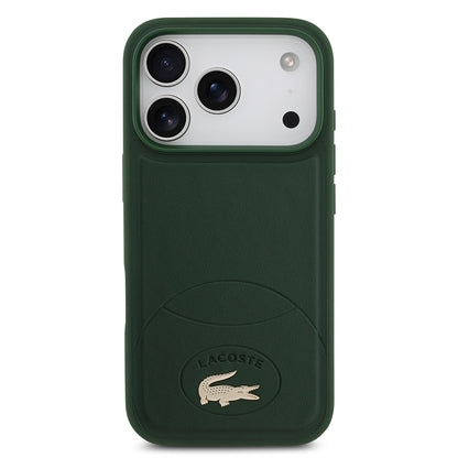 Apple iPhone 17 Pro Kılıf Lacoste Orjinal Lisanslı M-safe Şarj Özellikli PU Deri Tasarımlı Metal Logolu Kapak