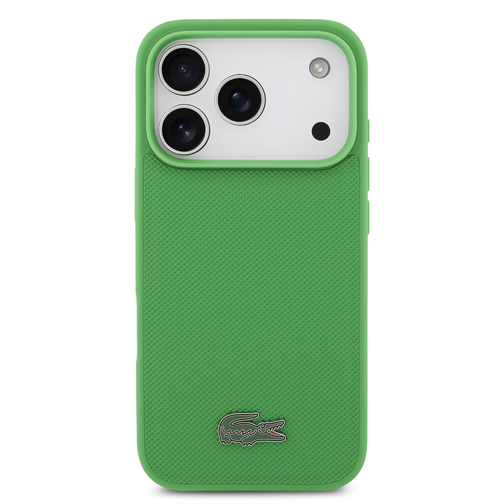 Apple iPhone 17 Pro Kılıf Lacoste Orjinal Lisanslı M-safe Şarj Özellikli PU Pike Desenli Metal Logolu Kartlıklı Kapak
