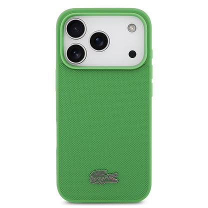 Apple iPhone 17 Pro Kılıf Lacoste Orjinal Lisanslı M-safe Şarj Özellikli PU Pike Desenli Metal Logolu Kartlıklı Kapak