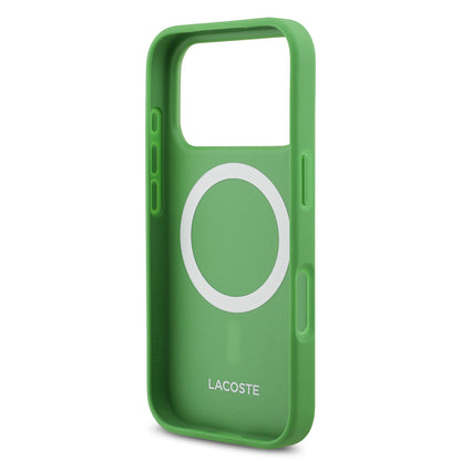 Apple iPhone 17 Pro Kılıf Lacoste Orjinal Lisanslı M-safe Şarj Özellikli PU Pike Desenli Metal Logolu Kartlıklı Kapak